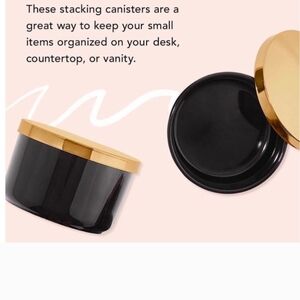 ZGALLERIE Multi Use Storage Duo Gold and Black Stacking Canisters